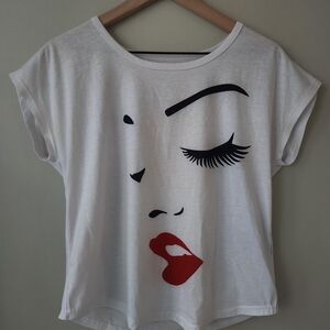 White Graphic Women's Top